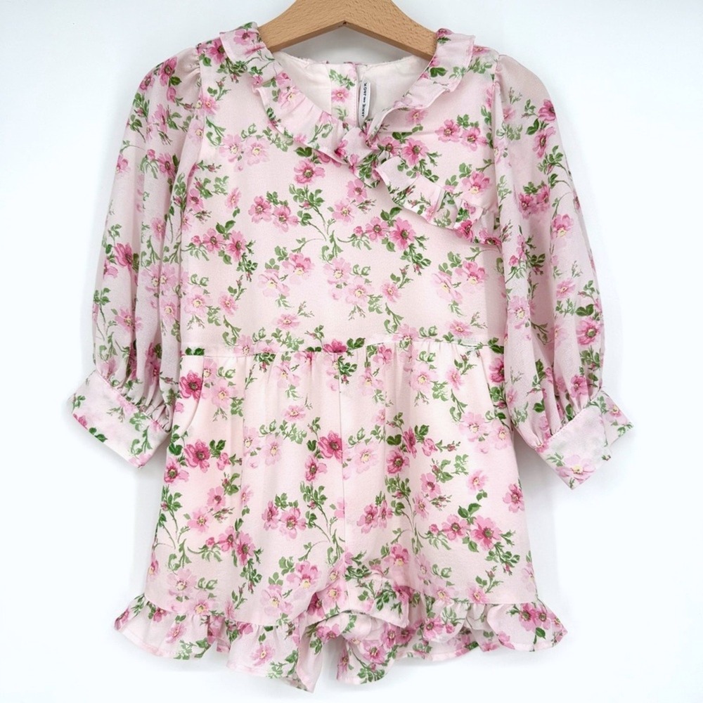 Janie and Jack Pink Floral Ruffle Chiffon Romper 18-24‎ Months Easter